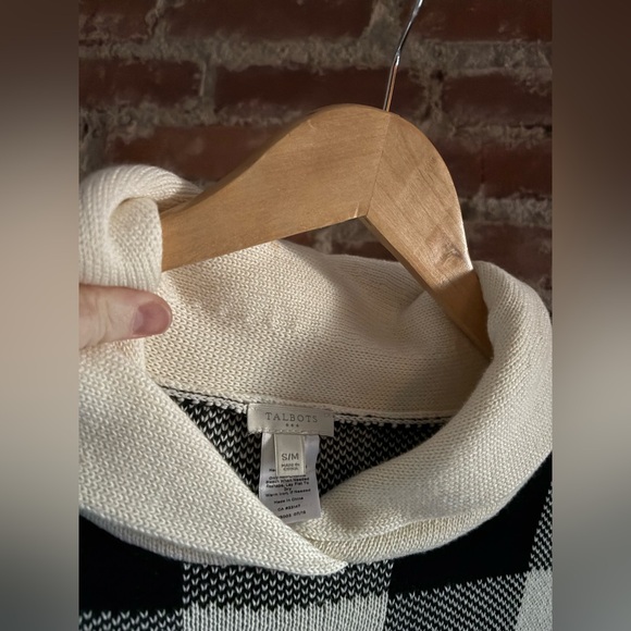 Talbots Black & White Check Poncho Sweater - Picture 3 of 3